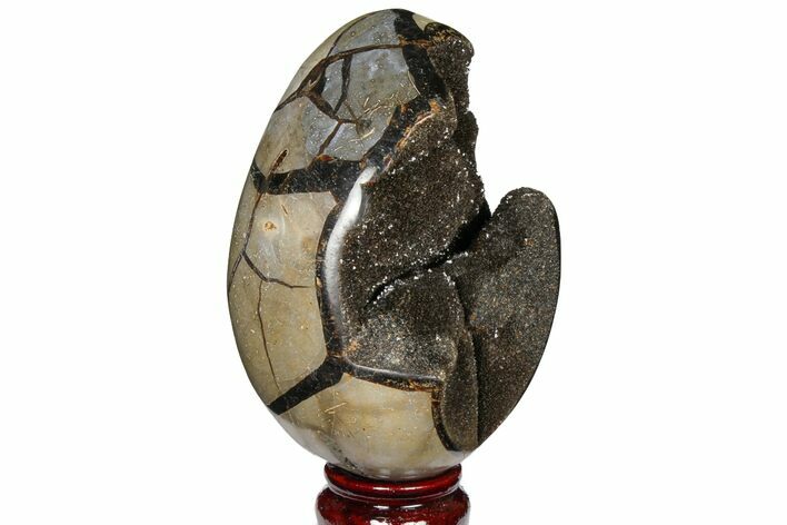Septarian Dragon Egg Geode - Black Crystals #120913
